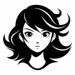 Beauty hear style girl face silhouette vector illustration isolated on a white background.
Beauty girl face logo icon vector.
