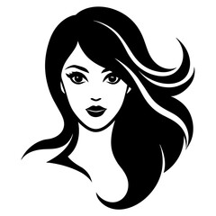 Beauty hear style girl face silhouette vector illustration isolated on a white background.
Beauty girl face logo icon vector.
