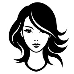 Beauty hear style girl face silhouette vector illustration isolated on a white background.
Beauty girl face logo icon vector.
