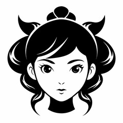 Beauty hear style girl face silhouette vector illustration isolated on a white background.
Beauty girl face logo icon vector.
