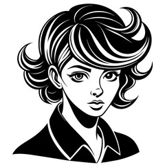 Beauty hear style girl face silhouette vector illustration isolated on a white background.
Beauty girl face logo icon vector.
