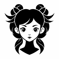 Beauty hear style girl face silhouette vector illustration isolated on a white background.
Beauty girl face logo icon vector.
