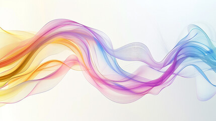 An abstract wavy multicolor design gracefully adorning a pure white background, creating a visually captivating scene captured with precision in HD resolution