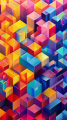 Seamless merging with vibrant colors in a geometric backdrop