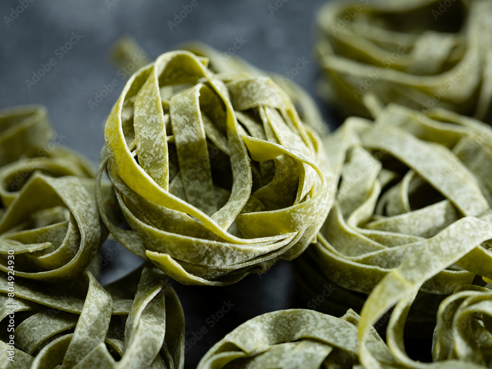 Wall mural dried spinach pasta noodles