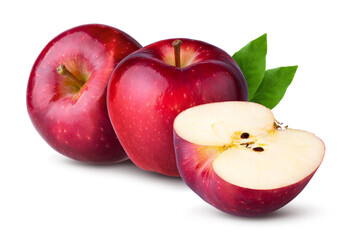 Fresh red apple isolated on a transparent background.