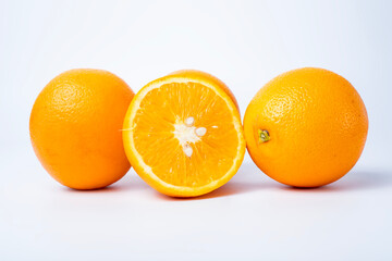 Ripe oranges isolated on white background with clipping path.
