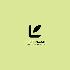 modern Letter L with square shape  eco leaves luxury logo icon design template