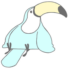 Toucan sitting and looking to the right(sky blue)