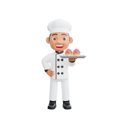 3D illustration of a chef cartoon character design