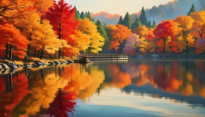  Imagine a calm lake mirroring the brilliant colors of autumn foliage that surrounds it. 