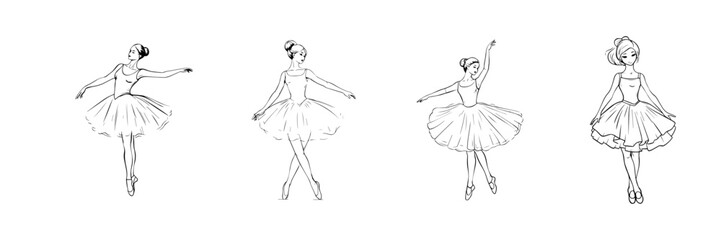 Hand drawn sketch of dancing girls