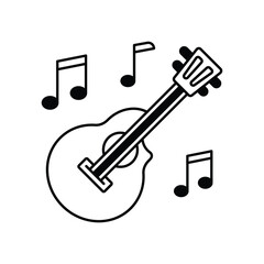 guitar icon with white background vector stock illustration