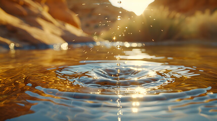 Photo real for Oasis Vision: A Water Drop Envisioning Desert Life Conservation in Close-Up
