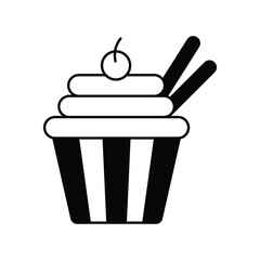 cupcake icon with white background vector stock illustration