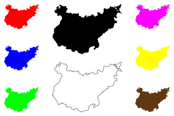 Province of Badajoz (Kingdom of Spain, Autonomous Community Extremadura) map vector illustration, scribble sketch Badajoz map..