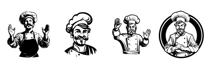 Black and white sketch of a chef 