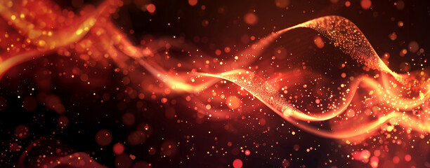 Warm-toned abstract visualization of data flow, featuring red and orange light particles in dynamic motion.