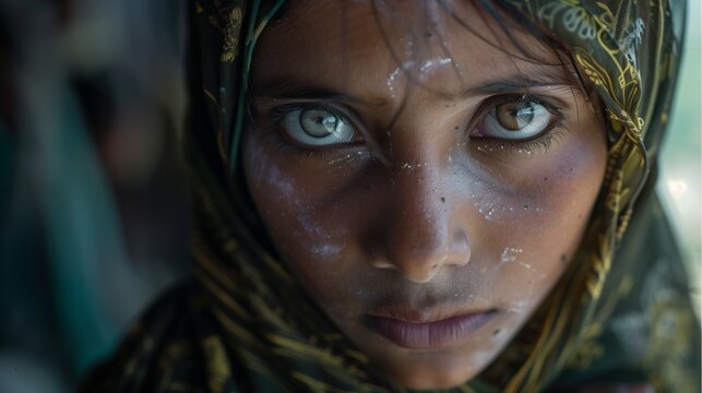 close up women  face lady tribe , under previledge people , folk women face