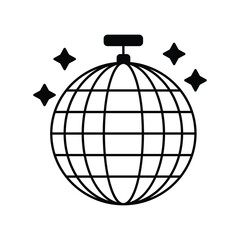disco ball icon with white background vector stock illustration