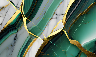 emerald green, white and gold foiled marble background abstract wallpaper