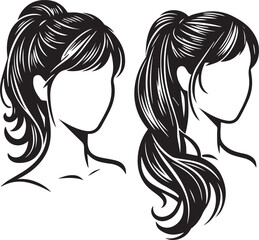 Sleek and Stylish: Monochrome Girl with Ponytail Vector