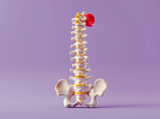 Fototapeta premium 3D Model of the Human Spine: Detailed Illustration Showing Individual Vertebrae, Intervertebral Discs, and the Spinal Cord.