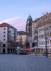 Dresden, Germany, square and cafe in the old town