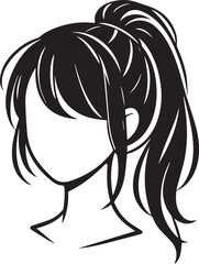 Sleek and Stylish: Monochrome Girl with Ponytail Vector