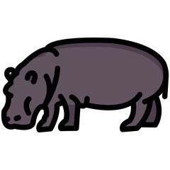 hippopotamus filled outline vector icon