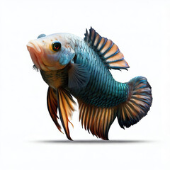 Fototapeta premium an isolated colorful fish on a white background, created with AI technology. 