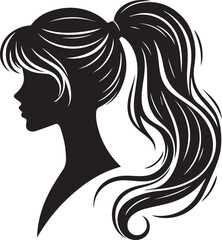Sleek and Stylish: Monochrome Girl with Ponytail Vector