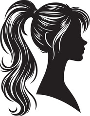 Sleek and Stylish: Monochrome Girl with Ponytail Vector