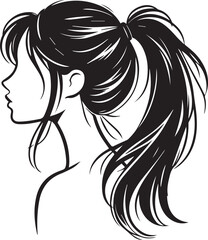 Sleek and Stylish: Monochrome Girl with Ponytail Vector