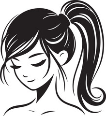 Sleek and Stylish: Monochrome Girl with Ponytail Vector