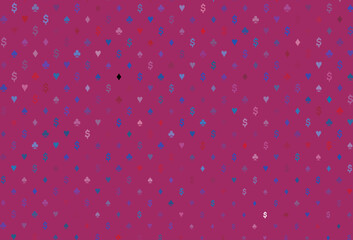 Light blue, red vector cover with symbols of gamble.