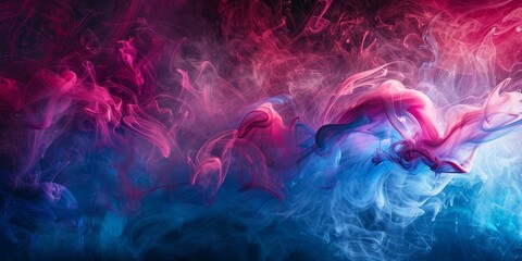 Wisps of blue, pink, and red smoke swirl together in a mesmerizing pattern, creating a dynamic background design wallpaper