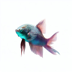Fototapeta premium an isolated colorful fish on a white background, created with AI technology. 