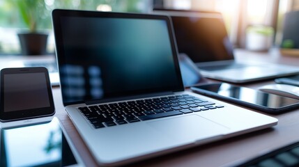 A Laptop And A Smartphone On A Table.