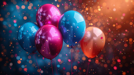 happy birthday background with balloons around it