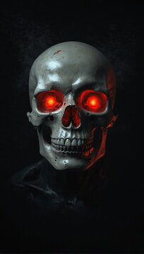 'Horror' Digital 3D skull glowing red eyes 03