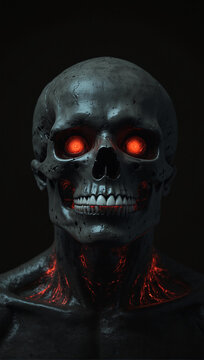 'Horror' Digital 3D skull glowing red eyes 05
