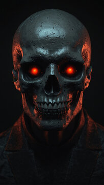 'Horror' Digital 3D skull glowing red eyes 06