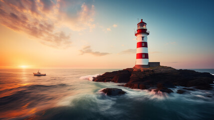 Lighthouse with clean pastel light