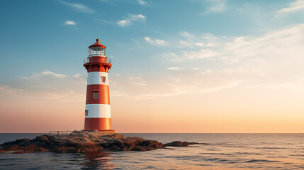 Naklejka premium Lighthouse with clean pastel light
