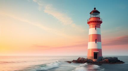 Fototapeta premium Lighthouse with clean pastel light