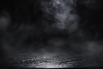 White clouds of vapor smoke are isolated on a black background. overlay