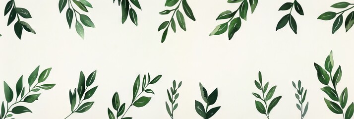 Fototapeta premium A seamless botanical watercolor illustration featuring a variety of green leaves, perfect for backgrounds, textiles, and eco-friendly concepts