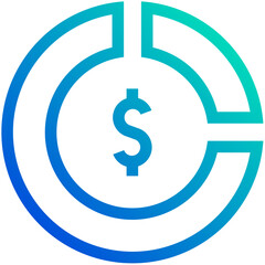 Pie Charts Blue Outline Icon Pack