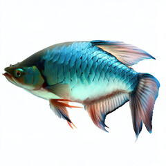Fototapeta premium an isolated colorful fish on a white background, created with AI technology. 